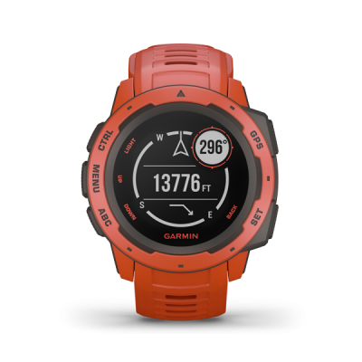 GARMIN Instinct 運動腕錶 英文版 火焰紅  GPS Watch Graphite - Flame Red English version (香港行貨) #010-02064-30