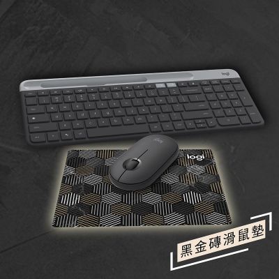 Logitech K580 Eng Keyboard + Pebble M350 Mouse Set - Black 藍牙鍵盤滑鼠套裝 (附送黑金磚滑鼠墊) #K580M350BLK [香港行貨] (1年保養)