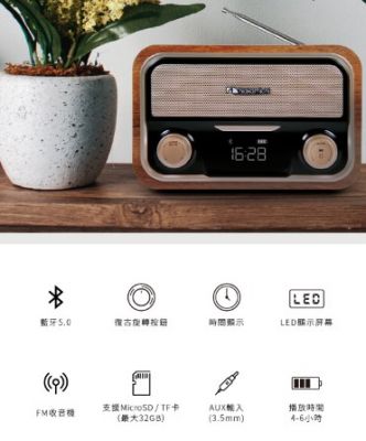 Nakamichi Soundbox Lite Bluetooth Speaker 復古木製藍牙喇叭  #SD-SOUNDBOXLITE [香港行貨]
