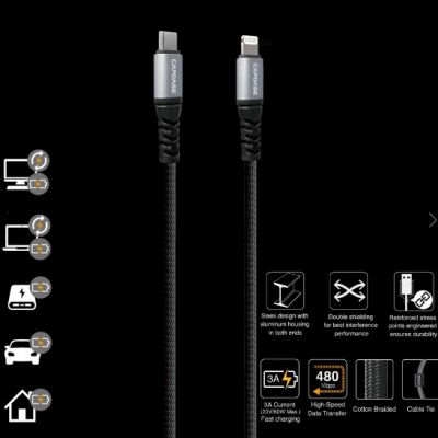 CAPDASE  LC_1.5M USB-C PD Cable with Lightning Connector Cable  快速數據充電線 #HCCB-M4G1 [香港行貨]