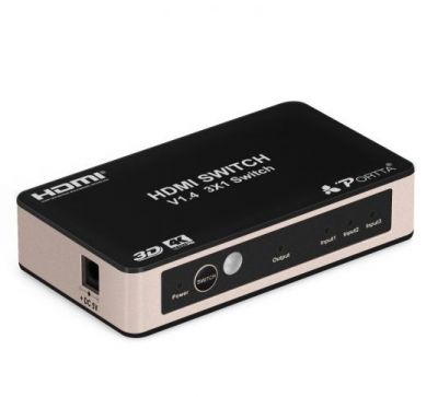 Portta® Premium HDMI™ 3 Ports 1 out Switcher Auto with IR Remote v1.4 N4SW31C 3 端口 1 輸出切換器連遙控器 #4PET0301SC [香港行貨]