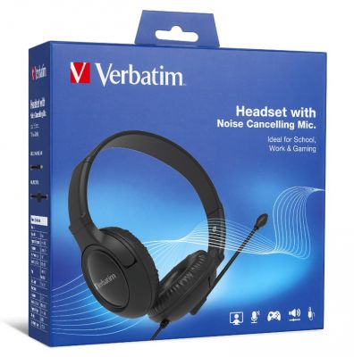 Verbatim Multimedia Headset with Noise 頭戴式降噪多媒體通話耳機 – 3.5mm 插孔 #66705 [香港行貨]