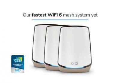 NETGEAR Orbi 860 Series Tri-Band WiFi 6 Mesh System, 6Gbps, 10 Gig Port, 3-Pack WiFi 6 網狀網絡系統 3件裝 #RBK863S [香港行貨]