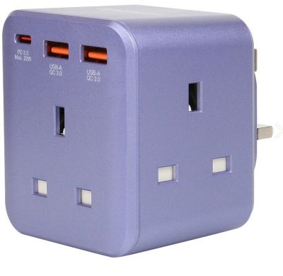 Verbatim 3port PD&QC3.0 Cube Charger Purple 3位PD & QC 3.0 擴充萬能插蘇 紫色 #66850 [香港行貨]