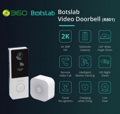 360 Botslab R801 2K Video Doorbell  智能門鈴 #360-R801 [香港行貨]