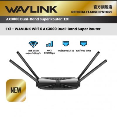 WAVLINK MIGHTY EX1 WN586X3 MU-OFDMA WiFi 6 AX3000 Mesh 雙頻超級路由器 [香港行貨]