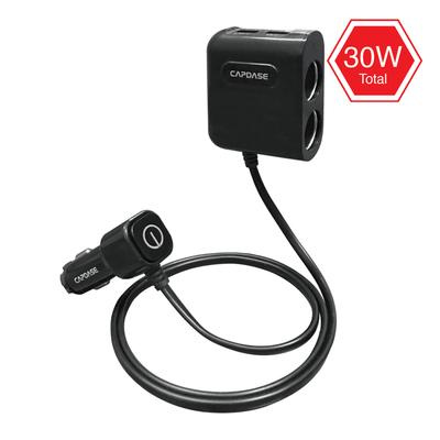 CAPDASE POWER HUB BM48 2-Socket Car Charger Adapter For Universal Mobile Phone 一開二點煙器 加 兩插頭USB 車充 快充 #CA00-PM01 [香港行貨]