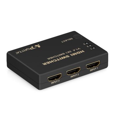 Portta HDMI Switcher 3x1 v1.4 with IR Remote support 4k x 2k Full 3D HD DVD Player N4SWT31