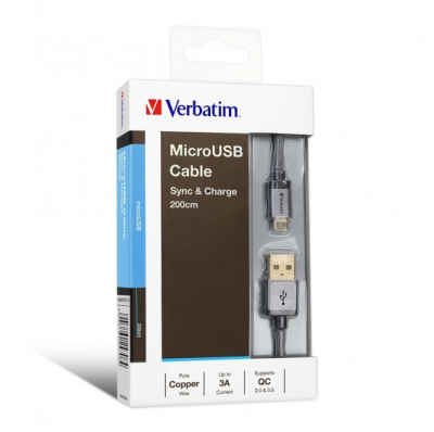 Verbatim 2M Sync & Charge Micro USB 充電傳輸線 (Grey) #64708 [香港行貨]