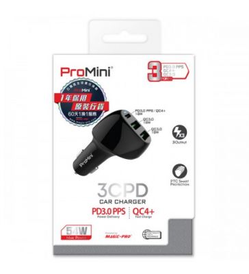 Magic-Pro ProMini 3CPD PD 54W 車用快速充電器 #PM-CC3CPDBK [香港行貨]