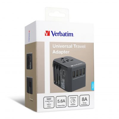 Verbatim 5 Ports Travel Adapter 旅行充電器 (Black / 黑色) #65686 【香港行貨】