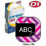 DYMO D1 Standard 12mm x 7M - White on Black