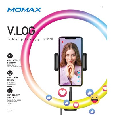 MOMAX V.Log Live Spectrum Ring Light 幻彩直播補光燈12寸 #FL3AD [香港行貨]