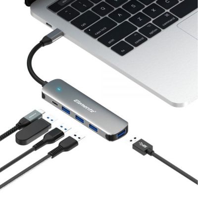 Elementz 4in1 TYPE-C to USB 4Port Hub 4合1擴展器 10cm #MK-50C [香港行貨]