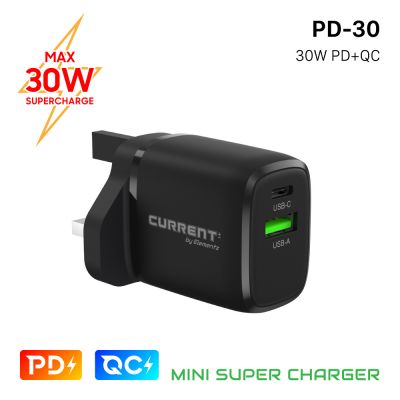 Elementz 2 Port 30W PD+QC3.0 Charger 快速充電器 - Black #PD-30W-BK [香港行貨]