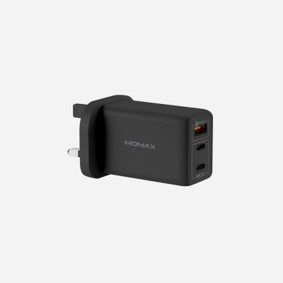 MOMAX One Plug 1+2C 65W PD USB GaN  Charger 氮化鎵黑科技 智能充電器 - BLACK #UM20UKD [香港行貨]