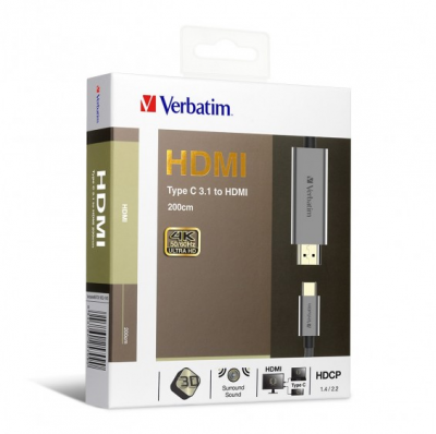 Verbatim 2M Type C 3.1 to HDMI 4K傳輸線 #65709 [香港行貨]