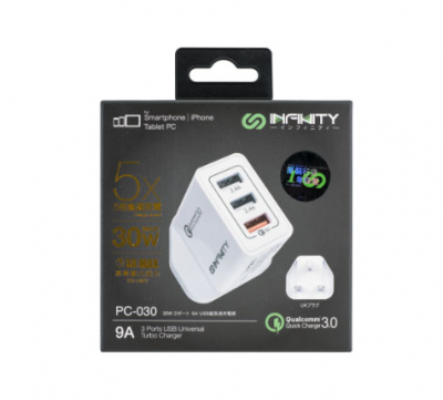 INFINITY 3USB 30W Charger w/QC3.0 - WH 充電器 #PC-030-WH [香港行貨]