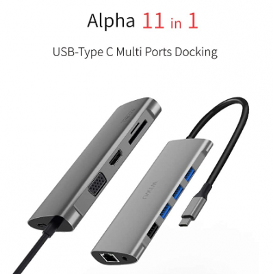 WIWU Alpha 11in1 USB Type-C Hub Multi Ports Docking 擴充轉接器 #A11IN1 [香港行貨]