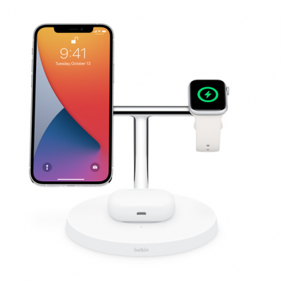 Belkin BOOST CHARGE Pro MagSafe 3in1 Wireless Charger - White 磁吸 無線充電器 #WIZ009MYWH [香港行貨]