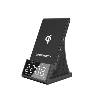 INFINITY QS61 6in1 Wireless Charging Stand 無線充電藍牙時鐘鬧鐘  - Black #IN-QS61-BK [香港行貨]