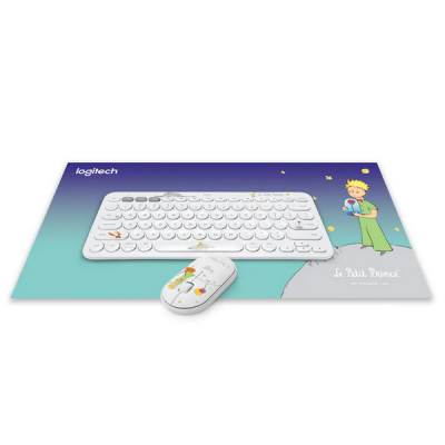 Logitech K380 Eng Keyboard + Pebble M350 Mouse Set - White / Le Petit Prince (小王子) 藍牙鍵盤滑鼠套裝 #K380M350WH-LP [香港行貨] (1年保養)