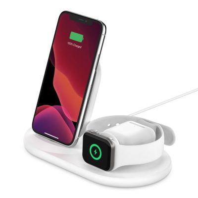 Belkin Boost Up Charge Apple QI Dock 蘋果裝置專用3合1無線充電器 - WH #WIZ001MYWH [香港行貨]