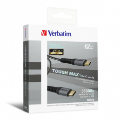 Verbatim 120cm Tough Max Type C to Type C 充電傳輸線 (Grey) #66065 [香港行貨]