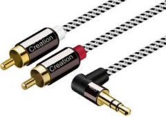 Cablecreation DC 3.5mm TRS Male 90 degree to 2RCA Male  Stereo Audio Cable 0.5m 電線 0.5米 #CC0827 [香港行貨]
