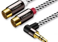 Cablecreation DC3.5MM Angle Male to 2 RCA FeMale Stereo Audio Y  Cable 0.92m 電線 0.92 米 #CC0942 [香港行貨]