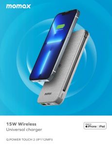 Q.Power TOUCH 2 Wireless Charging Power Bank 10000mAh 無線充電移動電源 #	IP112MFI [香港行貨]