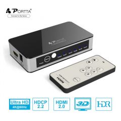 Portta 5 ports HDMI Switcher W/IR Wireless Remote 切換器連搖控 4K@60Hz #N2SW51C [香港行貨]