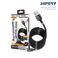SUPERV QC90 Magnetic Type-C Cable 磁吸充電線 - BK #QC90BK [稥港行貨]