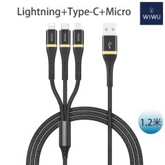 WIWU Lightning + Type-C + Micro USB 3in1 Cable 1.2M 尼龍編織 數據線 傳輸線 #ED104 [香港行貨]