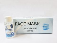 Face Mask 50PCS + Douee Naturer 70% Hand Sanitizer 50ml 口罩套裝 #P165 [進口正貨]