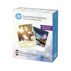 HP Social Media Snapshots Removable Sticky Photo Paper-25 sht/4 x 5 in K6B83A 