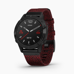 GARMIN Fenix 6 Sapphire BLACK DLC W/RED (英文版) 智能運動腕錶 #010-02158-16 [香港行貨]