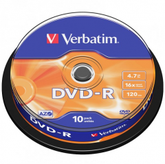 Verbatim DVD - R 4.7GB 16X 43523 10pcs 光碟 #0023942435235 [香港行貨]