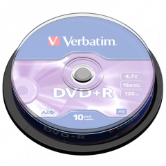 Verbatim DVD + R 4.7GB 16X 43498 10pcs 光碟 #0023942434986 [香港行貨]