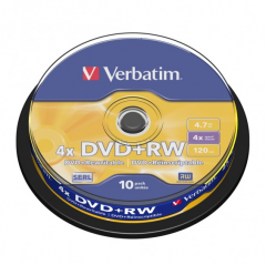 Verbatim DVD + RW 4.7GB 4X 43488 10pcs 光碟 #4991348049676 [香港行貨]